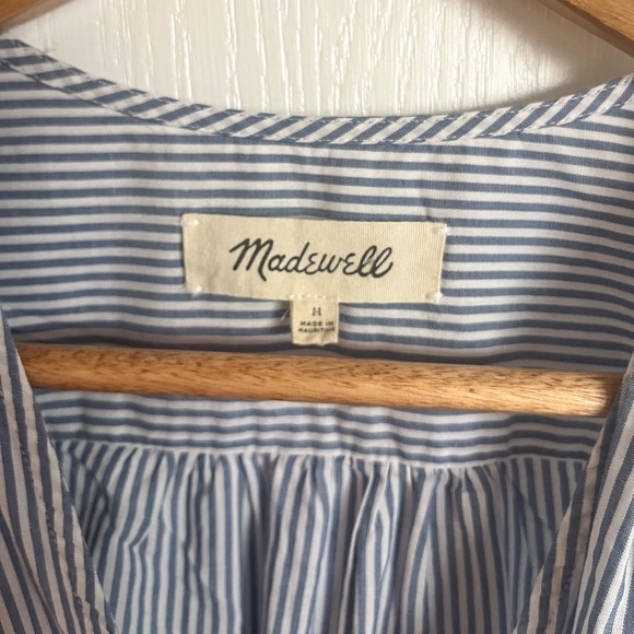 MADEWELL Wrap Top in Indigo Stripe, Medium - Picture 5 of 6